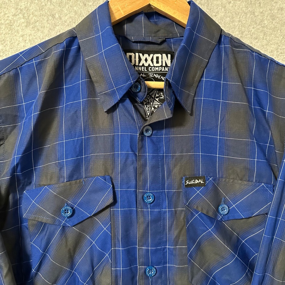 Dixxon Flannel Suicidal Tendencies Shirt Mens Medium Blue Black Plaid Punk Rare